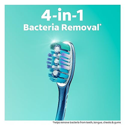 Colgate 360 Whole Mouth Toothbrush, Adult Soft Toothbrush With Tapered Bristles, Features Tongue Cleaner and Ergonomic Handle, Helps Whiten Teeth and Removes Bacteria, 4 Pack