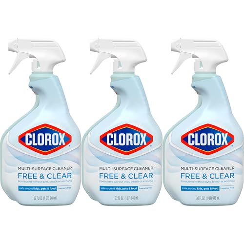 Clorox Free & Clear Multi Surface Cleaner, Spray Bottle, Fragrance Free, 32 Fluid Ounces, Pack of 3