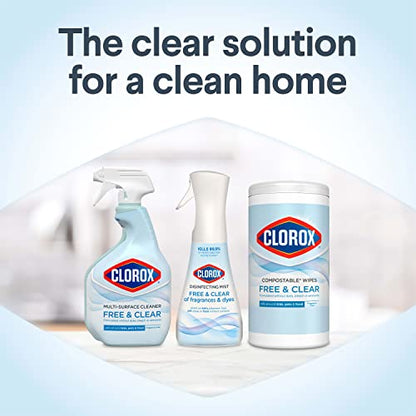 Clorox Free & Clear Multi Surface Cleaner, Spray Bottle, Fragrance Free, 32 Fluid Ounces, Pack of 3