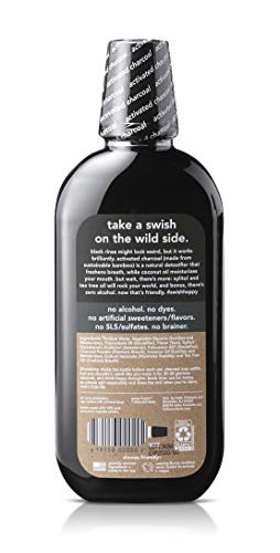 Hello Activated Charcoal Extra Freshening Mouthwash, Natural Fresh Mint and Coconut Oil, Fluoride Free, Alcohol Free, Vegan, SLS Free and Gluten Free, 16 Fl Oz (Pack of 3)