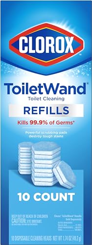 CLOROX ToiletWand Toilet Cleaning Refills, Disinfecting Scrubbing Pads, 10 Count (Pack May Vary)