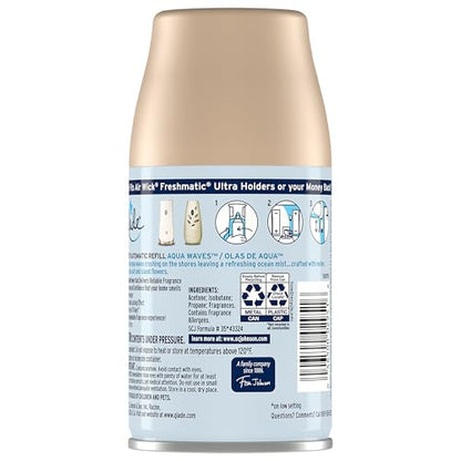 Glade Automatic Spray Refill and Holder Kit, Air Freshener for Home and Bathroom, Aqua Waves, 6.2 Oz, 2 Count