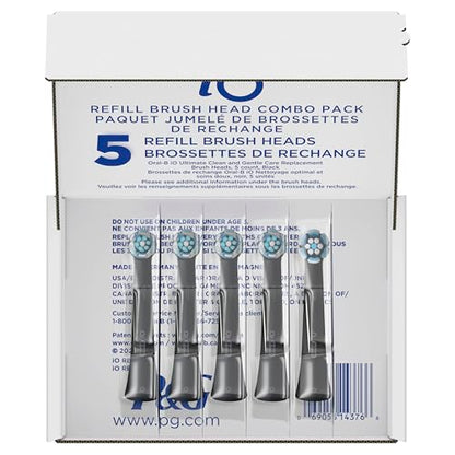 Oral-B iO Ultimate Clean Replacement Brush Heads, 5 Count, 4 Ultimate Clean + 1 Gum & Sensitive Black