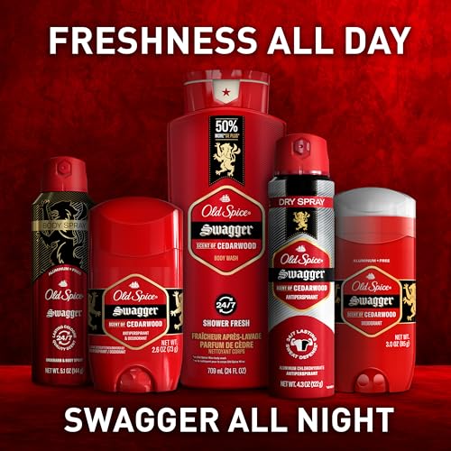 Old Spice Aluminum Free Deodorant for Men, 24/7 Odor Protection, 24/7 Freshness & Lasting Scent, Swagger with Cedarwood Scent, 3.8 oz (Pack of 3)