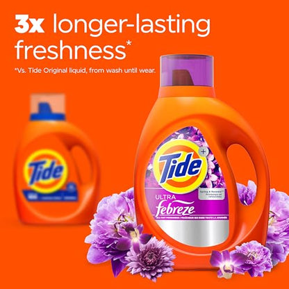 Tide Plus Febreze Freshness HE Turbo Clean Liquid Laundry Detergent, Spring & Renewal Scent, 84 fl oz, 59 loads