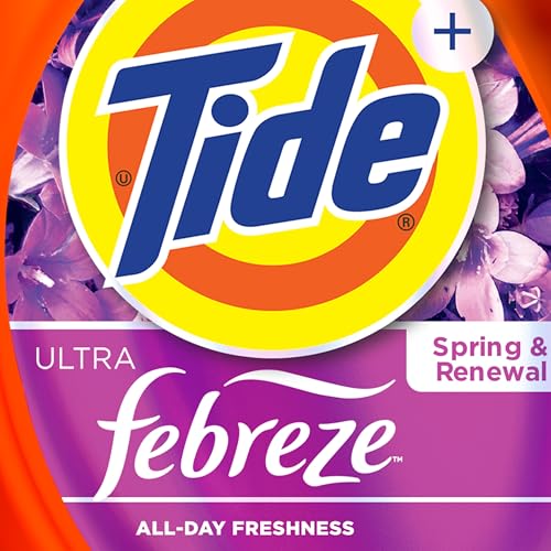Tide Plus Febreze Freshness HE Turbo Clean Liquid Laundry Detergent, Spring & Renewal Scent, 84 fl oz, 59 loads