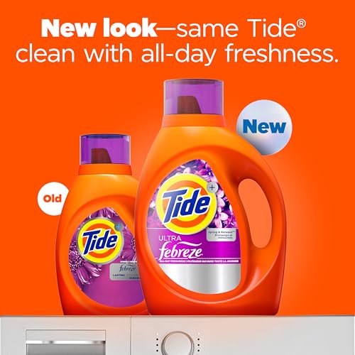 Tide Plus Febreze Freshness HE Turbo Clean Liquid Laundry Detergent, Spring & Renewal Scent, 84 fl oz, 59 loads