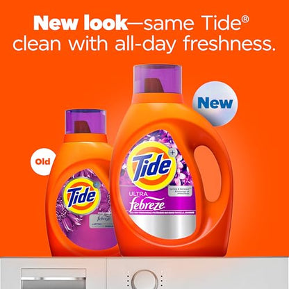 Tide Plus Febreze Freshness HE Turbo Clean Liquid Laundry Detergent, Spring & Renewal Scent, 84 fl oz, 59 loads