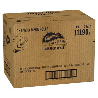 Charmin Toilet Paper Ultra Soft Cushiony Touch, 18 Family Mega Rolls = 90 Regular Rolls