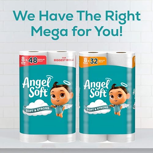Angel Soft Toilet Paper, 6 Super Mega Rolls = 36 Regular Rolls, Soft and Strong Toilet Tissue