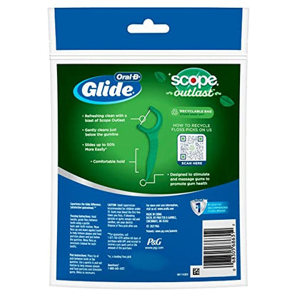 Oral-B Glide Complete Floss Picks, Dental Floss Picks, Scope Outlast, 75-ct, Toothpicks Floss Picks