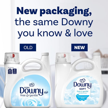 Downy Free & Gentle Fabric Softener, Fabric Conditioner, Hypoallergenic, 190 Loads, 140 fl oz, Downy Fabric Softener, Liquid Fabric Softener
