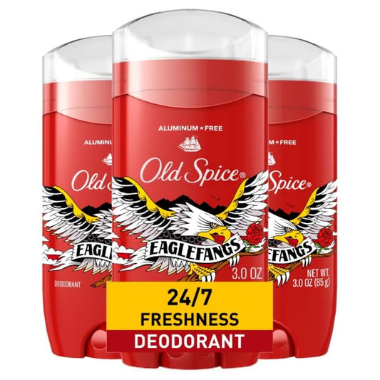 Old Spice Aluminum Free Deodorant for Men, 24/7 Odor Protection, 24/7 Freshness & Lasting Scent, Goes on Clear, Eaglefangs with Fresh Cloud Scent, 3.0 oz (Pack of 3)