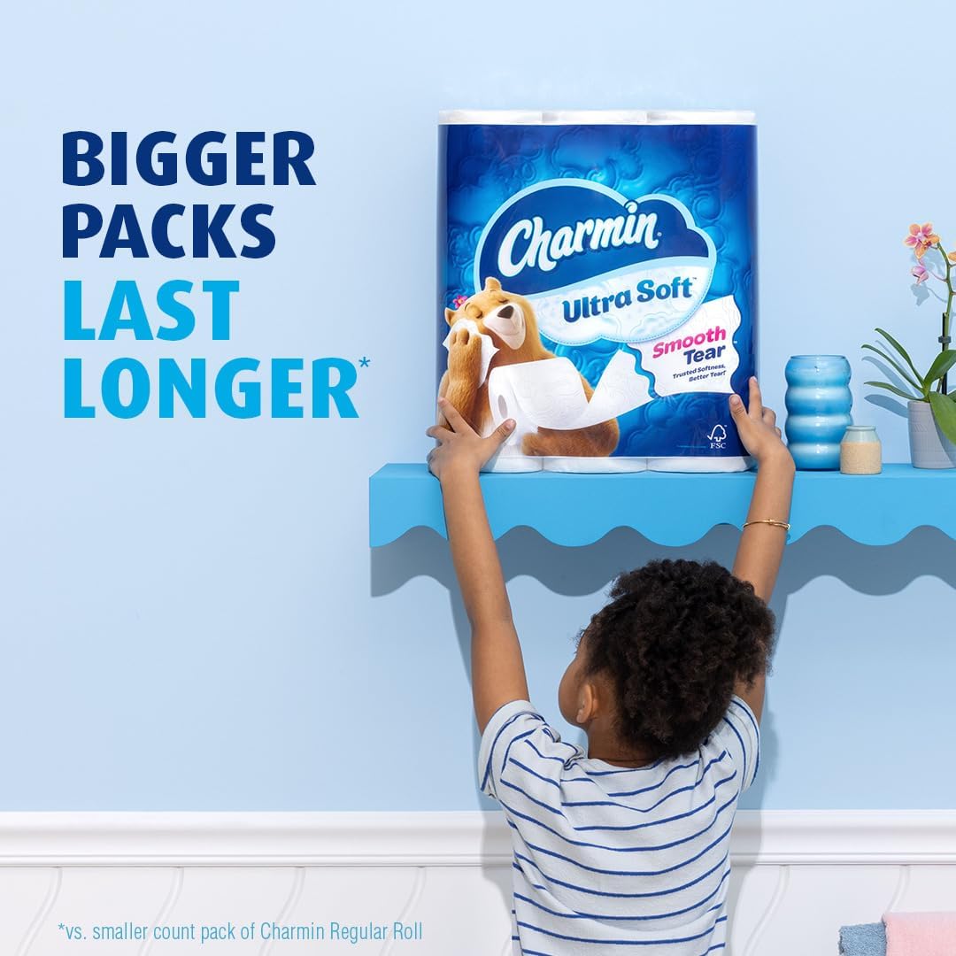 Charmin Ultra Soft Toilet Paper 6 Mega Rolls, 224 Sheets Per Roll, 1.5 pounds