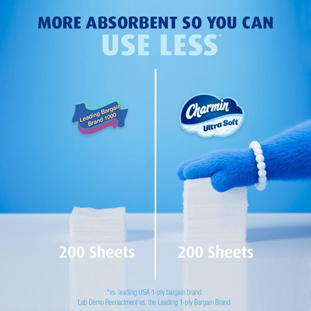 Charmin Ultra Soft Toilet Paper 6 Mega Rolls, 224 Sheets Per Roll, 1.5 pounds