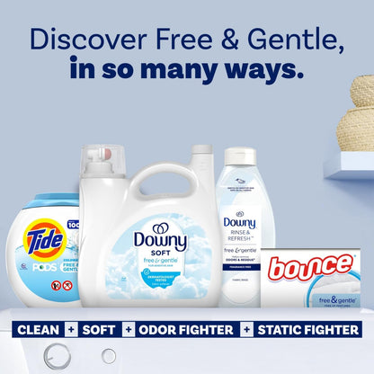 Downy Free & Gentle Fabric Softener, Fabric Conditioner, Hypoallergenic, 190 Loads, 140 fl oz, Downy Fabric Softener, Liquid Fabric Softener