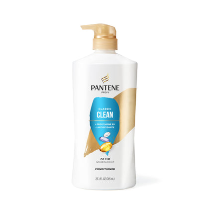 Pantene Shampoo & Conditioner Set, Classic Clean - Pro-V Nutrients for Dry, Color-Treated Hair, Healthy Looking Hair Every Wash, Antioxidant-Rich, 52.8 Oz Total + Miracle Rescue Shot (0.5 Oz)