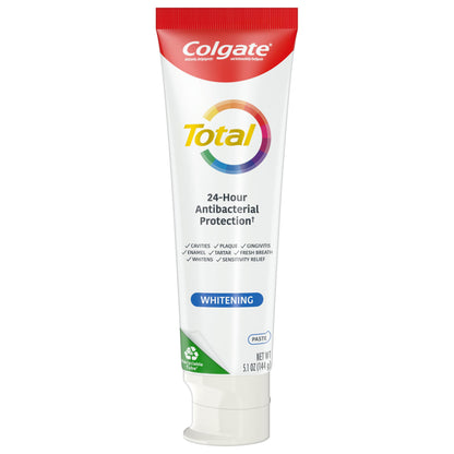 Colgate Total Whitening Toothpaste with Fluoride, 10 Benefits Including Sensitivity Relief and Stain Removal, Mint, 5.1 ounces (4 Pack)
