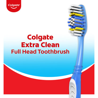 Colgate Extra Clean Toothbrush, Soft Toothbrush for Adults, 3 Count (Pack of 1)