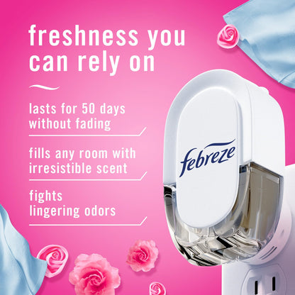 Febreze Plug In Air Freshener, Odor-Fighting Scented Oil Refill, Air Fresheners for Home and Bathroom and Kitchen, Long Lasting for Strong Odors, Downy April Fresh Scent, 0.87oz Refills, 3 Count