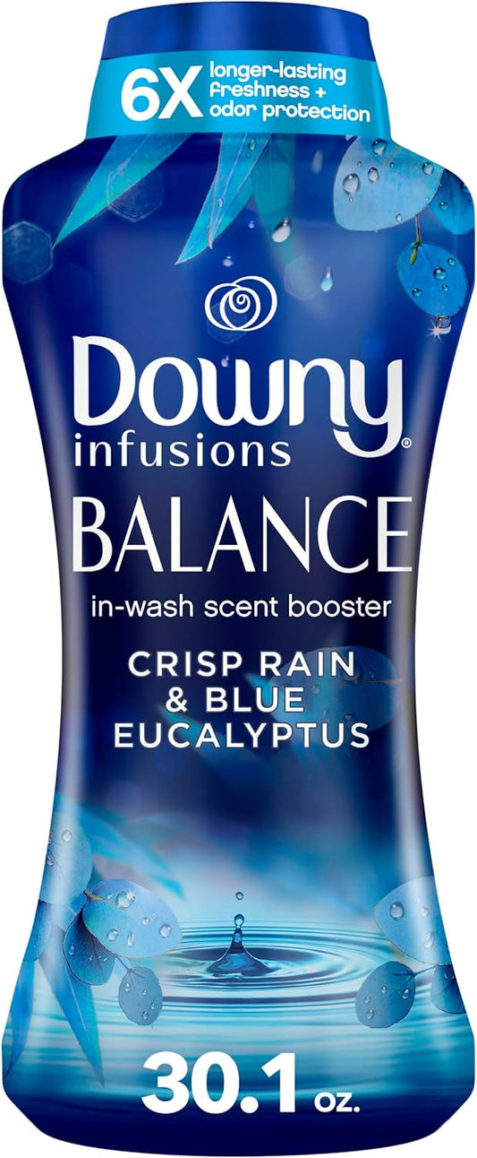 Downy Infusions In-Wash Laundry Scent Booster Beads, BALANCE, Crisp Rain and Blue Eucalyptus Scent, 30.1 oz