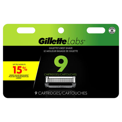 GilletteLabs Razor Blade Refills, Ultimate Precision Trimmer, 5 Bladed Razor Refills, Compatible with Exfoliating Bar and Heated Razor, 9 Refills