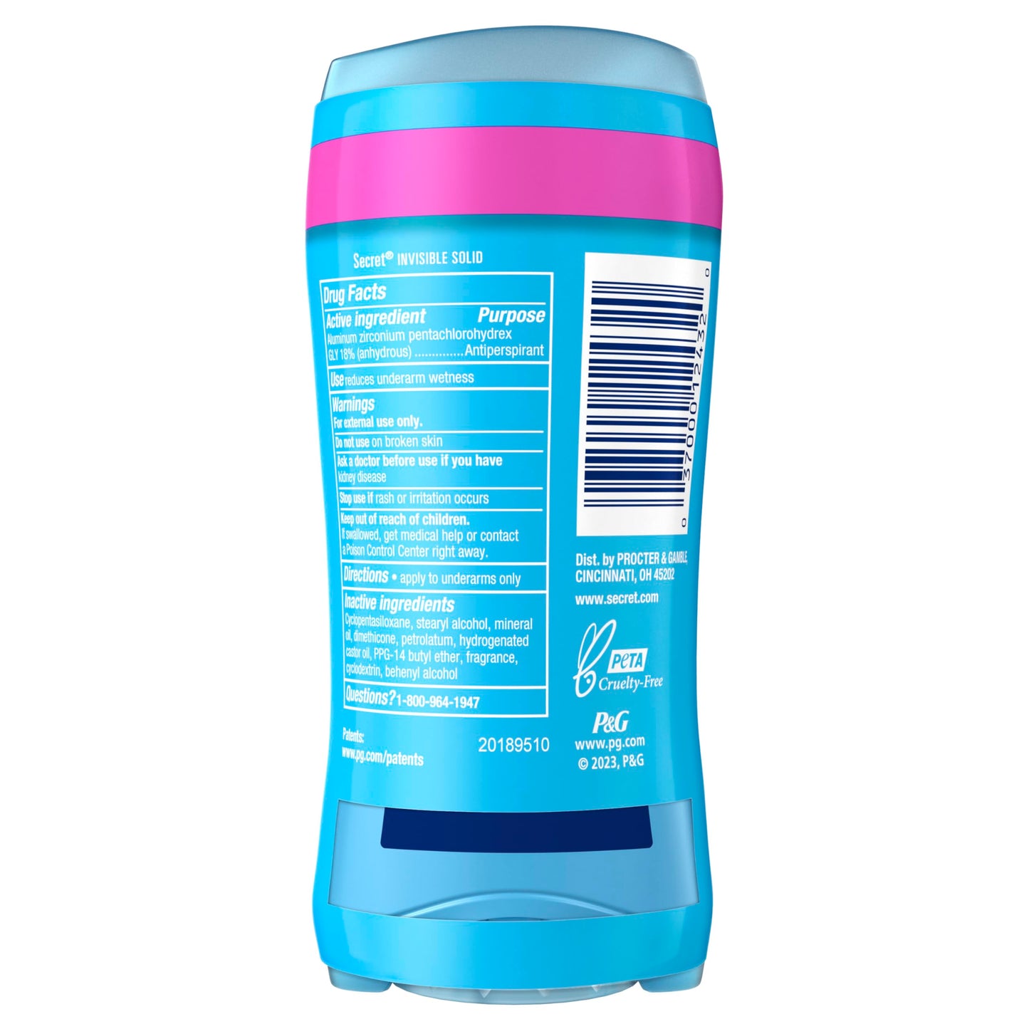 Secret Antiperspirant and Deodorant for Women, 24hr Sweat & Odor Protection, PH Balanced Protection, Gentle on Skin, Invisible Solid, Powder Fresh Scent, 2.6 oz (Pack of 2)
