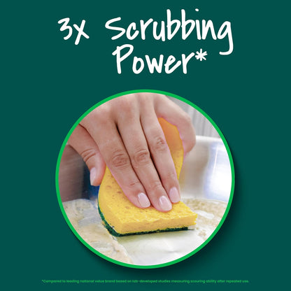 Scotch-Brite Heavy Duty Scrub Sponge, 24 Kitchen Sponges Designed for Tough Messes in the Kitchen that Last 3X Longer*, Best for Cast Iron Skillets and Outdoor Grills, Flexible, Durable, and Strong