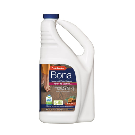 Bona Hardwood Floor Cleaner Refill - 64 fl oz - Cedar Wood - Refill Spray Mops and Spray Bottles - Residue-Free Floor Cleaning Solution for Hardwood Floors