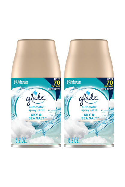 Glade Automatic Spray Refill, Air Freshener for Home and Bathroom, Sky & Sea Salt, 6.2 Oz, 2 Count