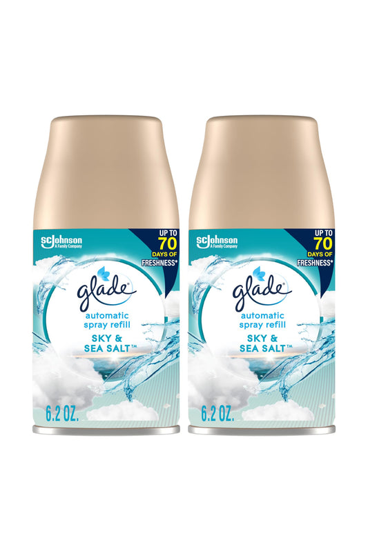 Glade Automatic Spray Refill, Air Freshener for Home and Bathroom, Sky & Sea Salt, 6.2 Oz, 2 Count