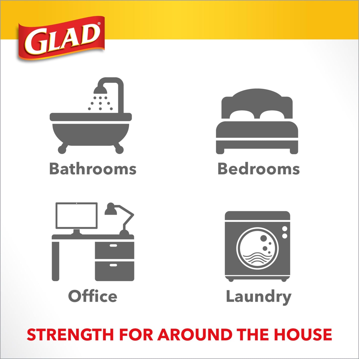 Glad Trash Bags, Medium Drawstring Garbage Bags, 8 Gallon, White, Fragrance Free, 80 Count, Pack May Vary