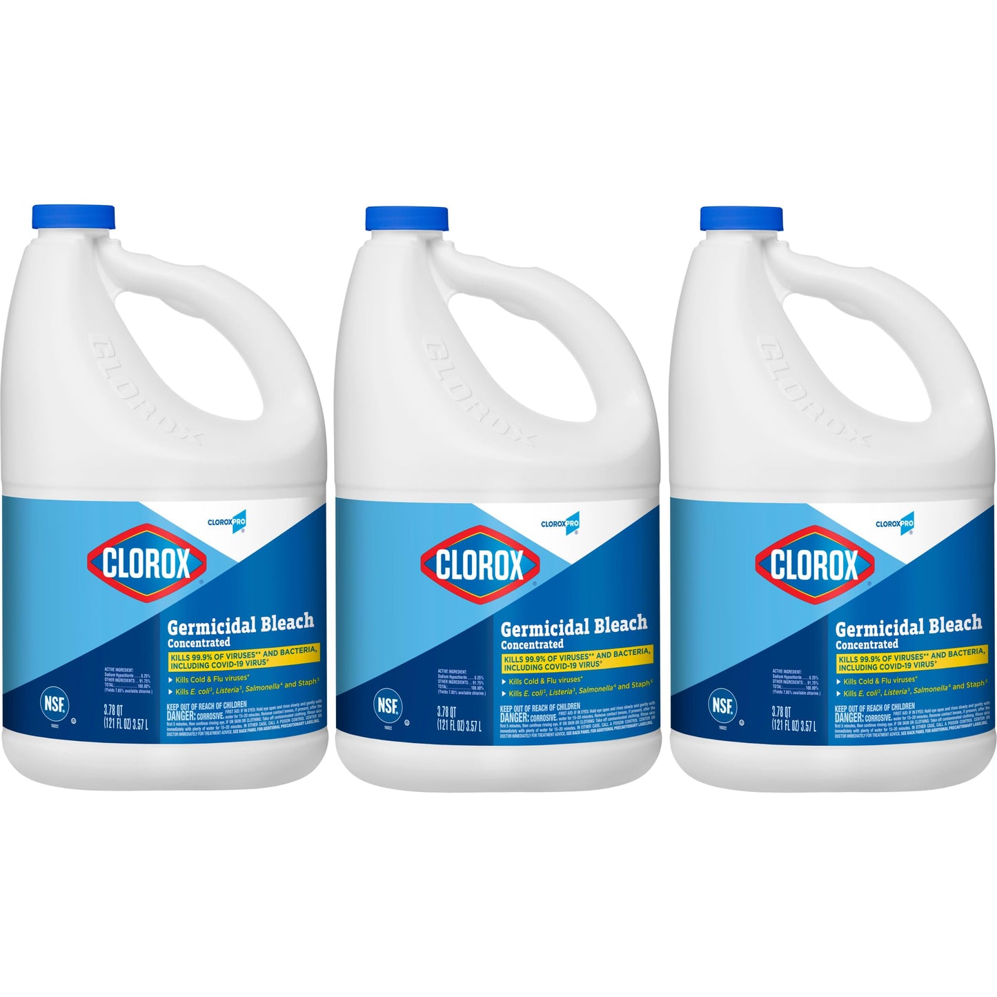 CloroxPro Clorox Germicidal Bleach, 121 Ounce Bottle, Pack of 3 (Package May Vary)