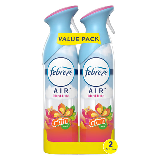 Febreze Air Mist Air Freshener Spray, Odor-Fighting Room Spray, Air Fresheners for Home and Bathroom and Kitchen, Aerosol Can, Gain Island Fresh Scent, 8.8oz, 2 Count