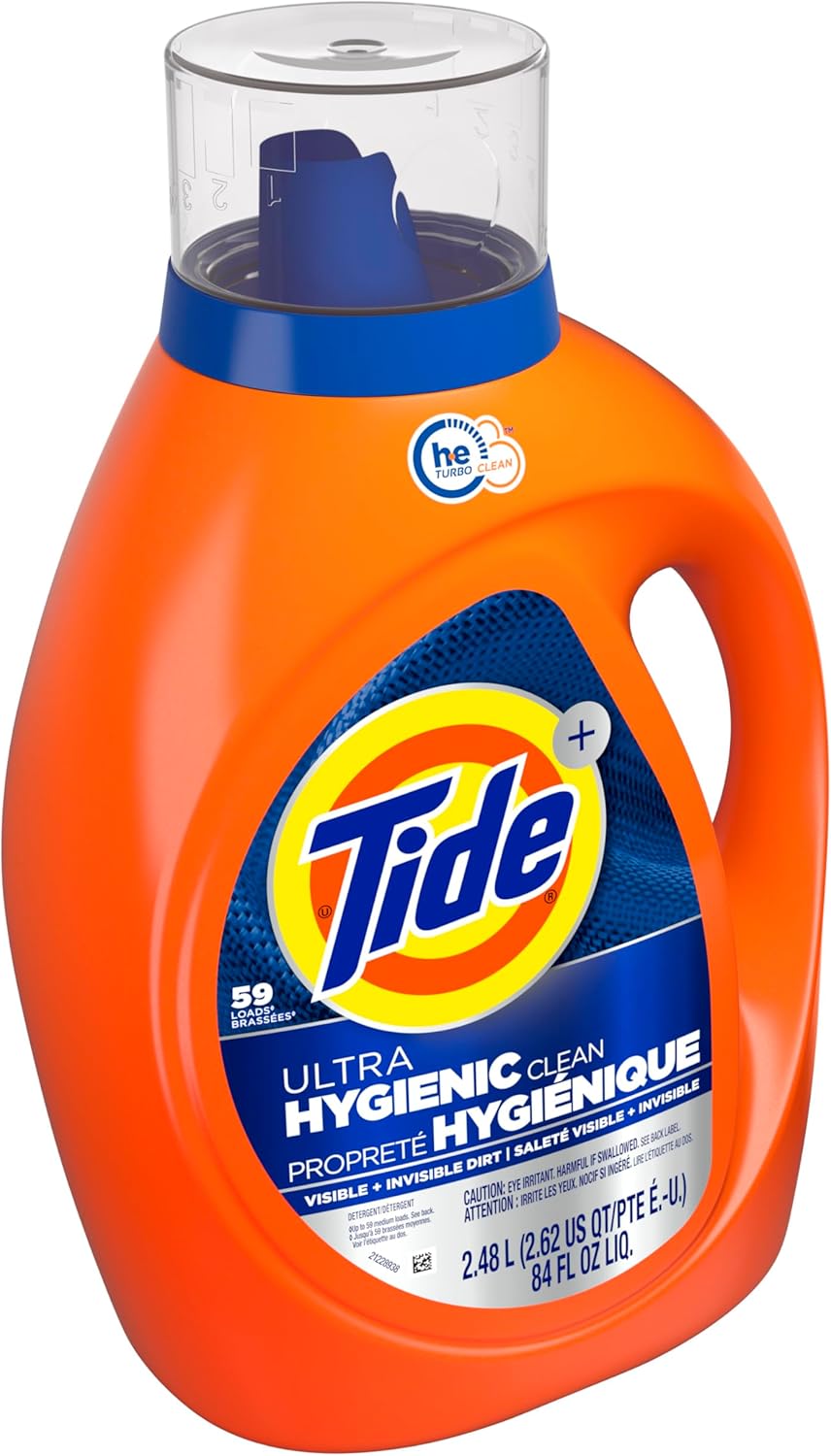 Tide Hygienic Clean Heavy 10X Duty Laundry Detergent Liquid Soap, Original Scent, HE Compatible, 59 Loads, 84 fl oz