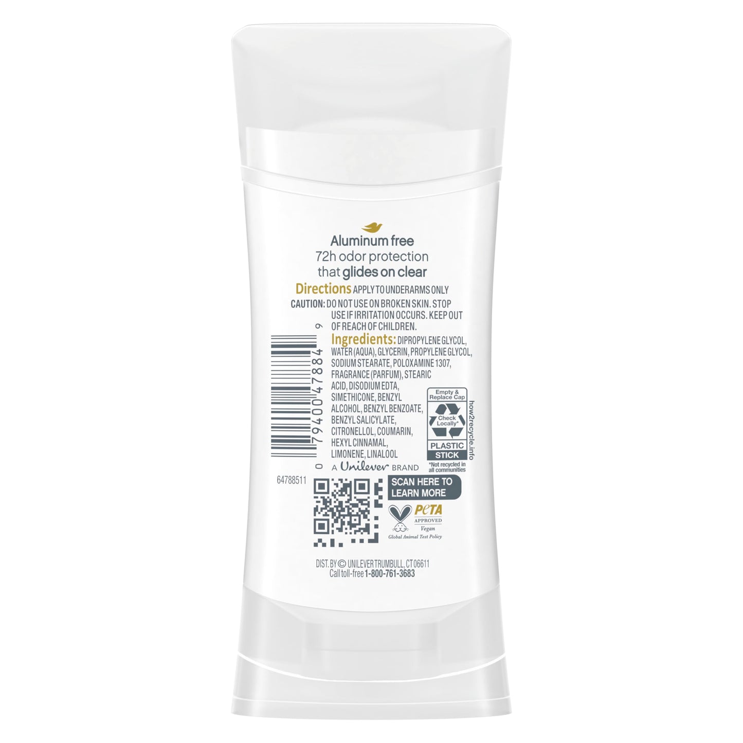 Dove Aluminum Free Deodorant for Women 3 Count Shea Butter 72 hour odor protection 2.6 oz