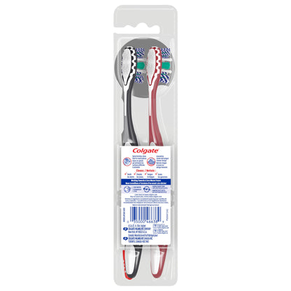 Colgate 360 Optic White Advanced Whitening Toothbrush, Adult Medium Toothbrush with Whitening Cups, Helps Whiten Teeth and Removes Odor Causing Bacteria, 2 Pack