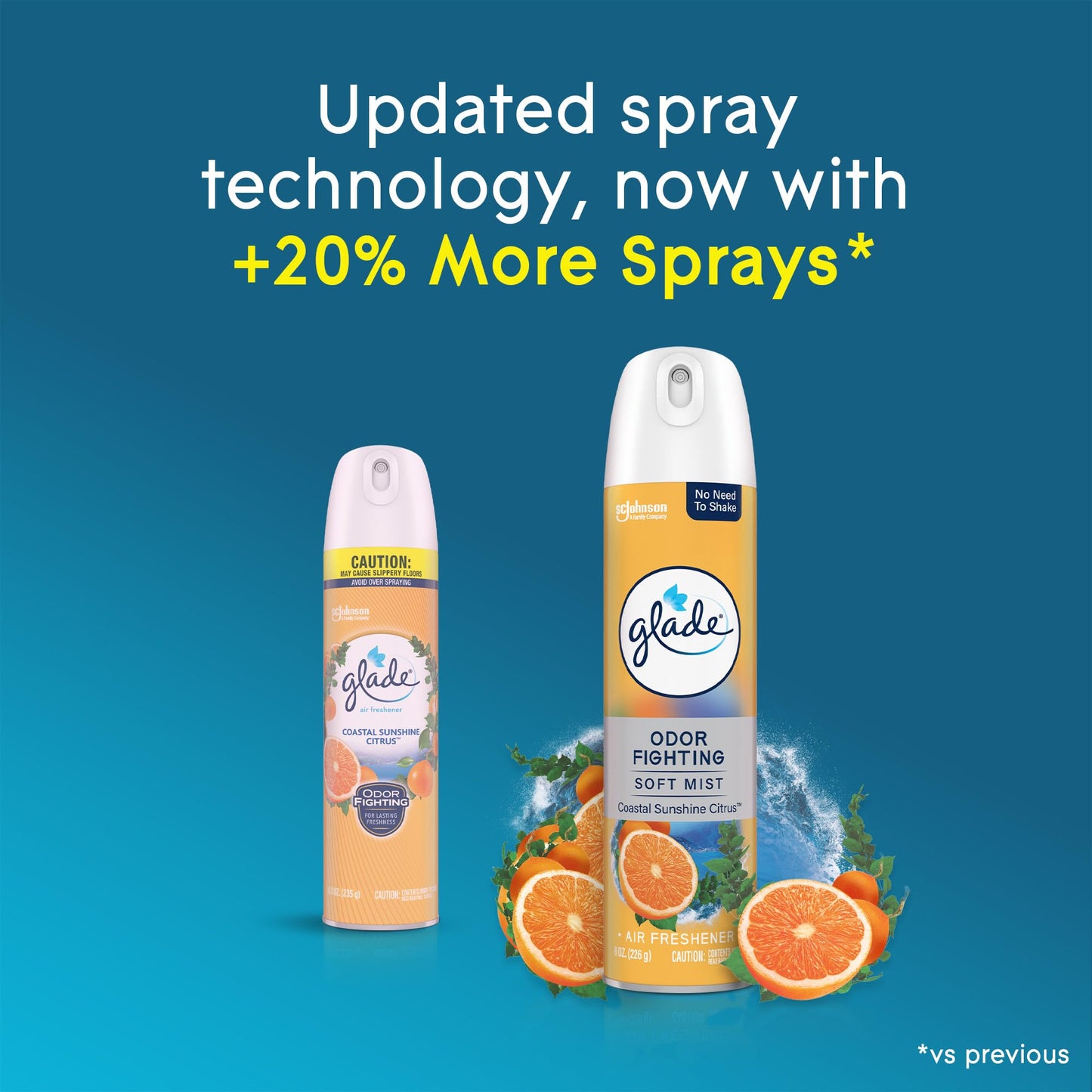 Glade Air Freshener Room Spray, Coastal Sunshine Citrus Scent, Odor Fighting to Deliver Long Lasting Freshness, 8 Oz, 6 Count