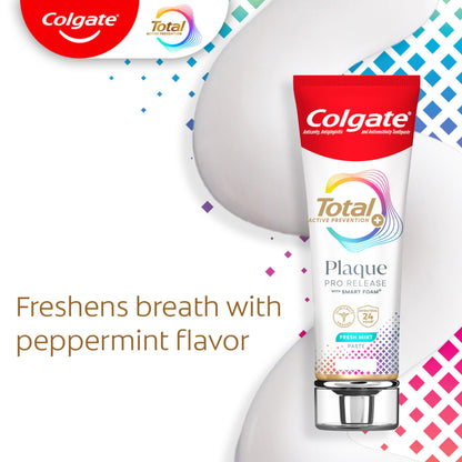 Colgate Total Plaque Pro Release Fresh Mint Toothpaste, 1 Pack, 3.0 Oz Tube