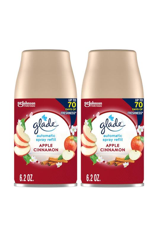Glade Automatic Spray Refill, Apple Cinnamon, Scented Air Freshener for Home and Bathroom, 6.2 Oz, 2 Count