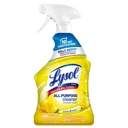 Lysol All Purpose Cleaner Spray, Multi-Purpose Disinfecting Spray, Kitchen & Bathroom Cleaner, Lemon Breeze Scent, 32 Fl Oz