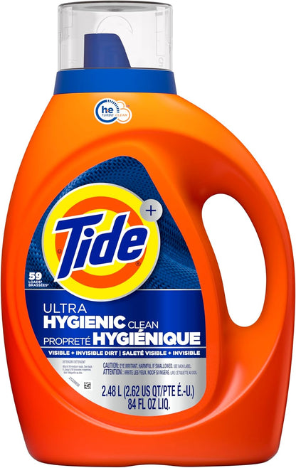 Tide Hygienic Clean Heavy 10X Duty Laundry Detergent Liquid Soap, Original Scent, HE Compatible, 59 Loads, 84 fl oz