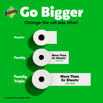 Bounty Quick-Size Paper Towels, White, 12 Family Triple Rolls = 40 Regular Rolls