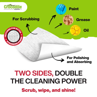 Crocodile Cloth PowerScrub - 80 Dual Surfaced Cloths, 10in X 15in. Large, Moist, Absorbent and Disposable Cleaning Cloths. Safe on Skin and Multiple Surfaces. (6500-080)