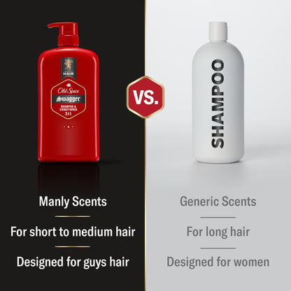 Old Spice Swagger 2-in-1 Shampoo and Conditioner Set for Men, Cedarwood Lime Scent, Get Up To 80% Fuller-Looking Hair, Barbershop Quality, 29.2 Fl Oz Each, 2 Pack