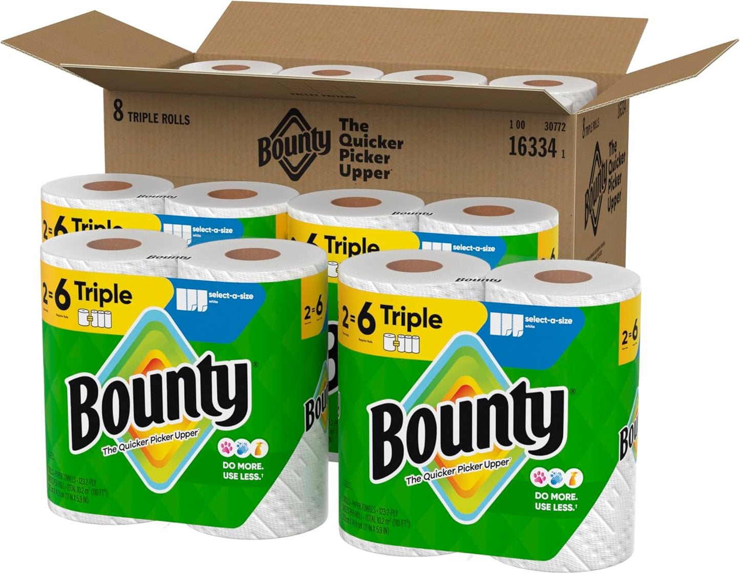 Bounty Select-A-Size Paper Towels, White, 8 Triple Rolls = 24 Regular Rolls