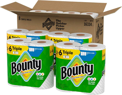 Bounty Select-A-Size Paper Towels, White, 8 Triple Rolls = 24 Regular Rolls