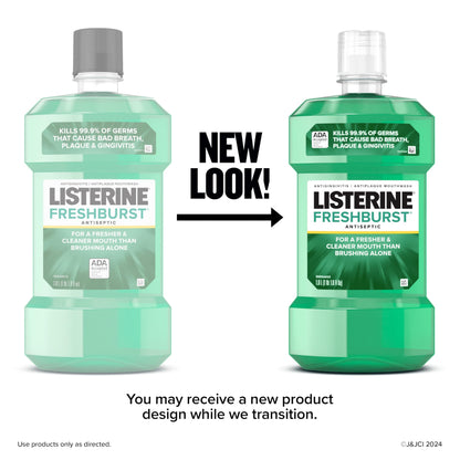 Listerine Freshburst Antiseptic Mouthwash for Bad Breath, Kills 99.9% of Bad Breath Germs & Fights Plaque & Gingivitis, ADA Accepted Mouthwash, Spearmint, Convenience Pack, 2 x 1 L