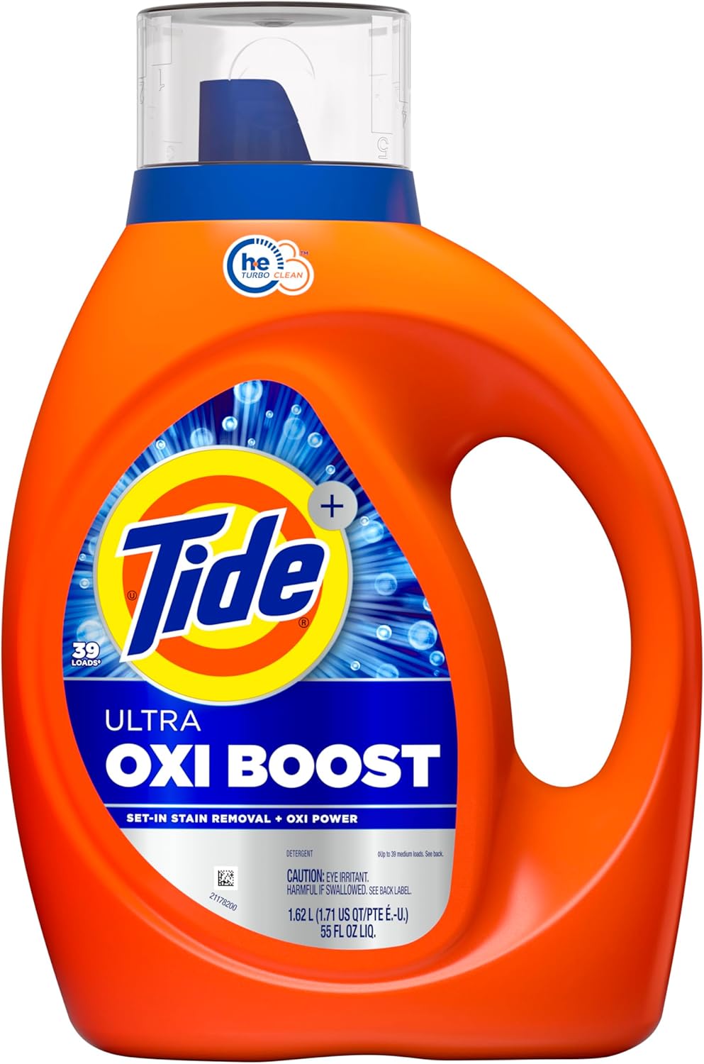 Tide Ultra Oxi Boost Liquid Laundry Detergent, 55 fl oz, 39 Loads, Advanced Stain Remover, Laundry Detergent Liquid with Extra Oxi Power