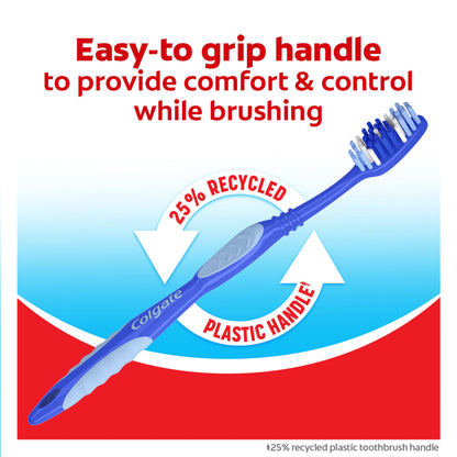 Colgate Extra Clean Toothbrush, Medium Bulk Toothbrush Pack, Adult Medium Bristle Toothbrushes with Ergonomic Handle and Circular Cleaning Bristles, Helps Remove Surface Stains, 6 Pack